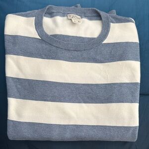 Zara Men's Striped Crewneck Sweater in Blue and White excellent condition